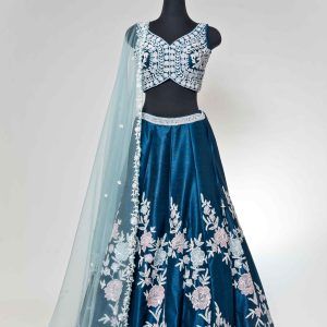 Blue Lengha with Ice blue Dupatta - Size 38